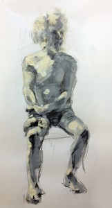 Graphite and paint figure sketching by Helen Davison