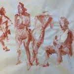 Watercolour painted figure sketch by Helen Davison