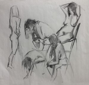 Charcoal figure sketching by Helen Davison