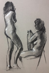 Charcoal figure sketching by Helen Davison