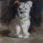 Still life oil painting of a white china dog by Helen Davison